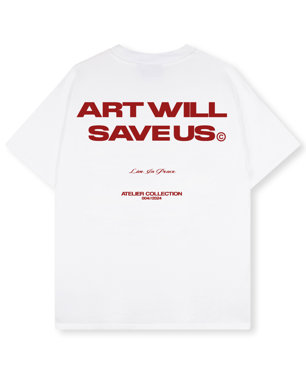 ART WILL SAVE US TEE RED [WHITE]