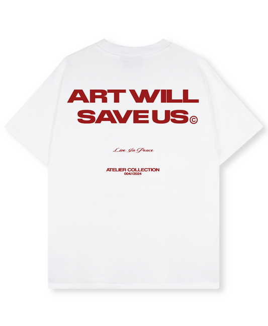 ART WILL SAVE US TEE RED [WHITE]