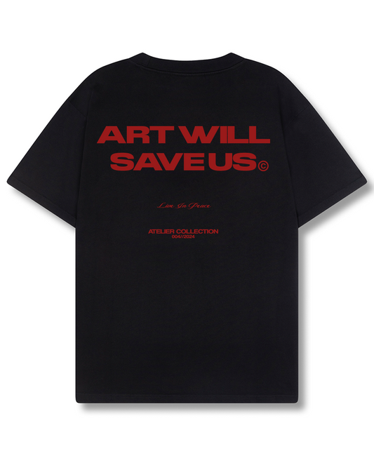 ART WILL SAVE US TEE RED [BLACK]