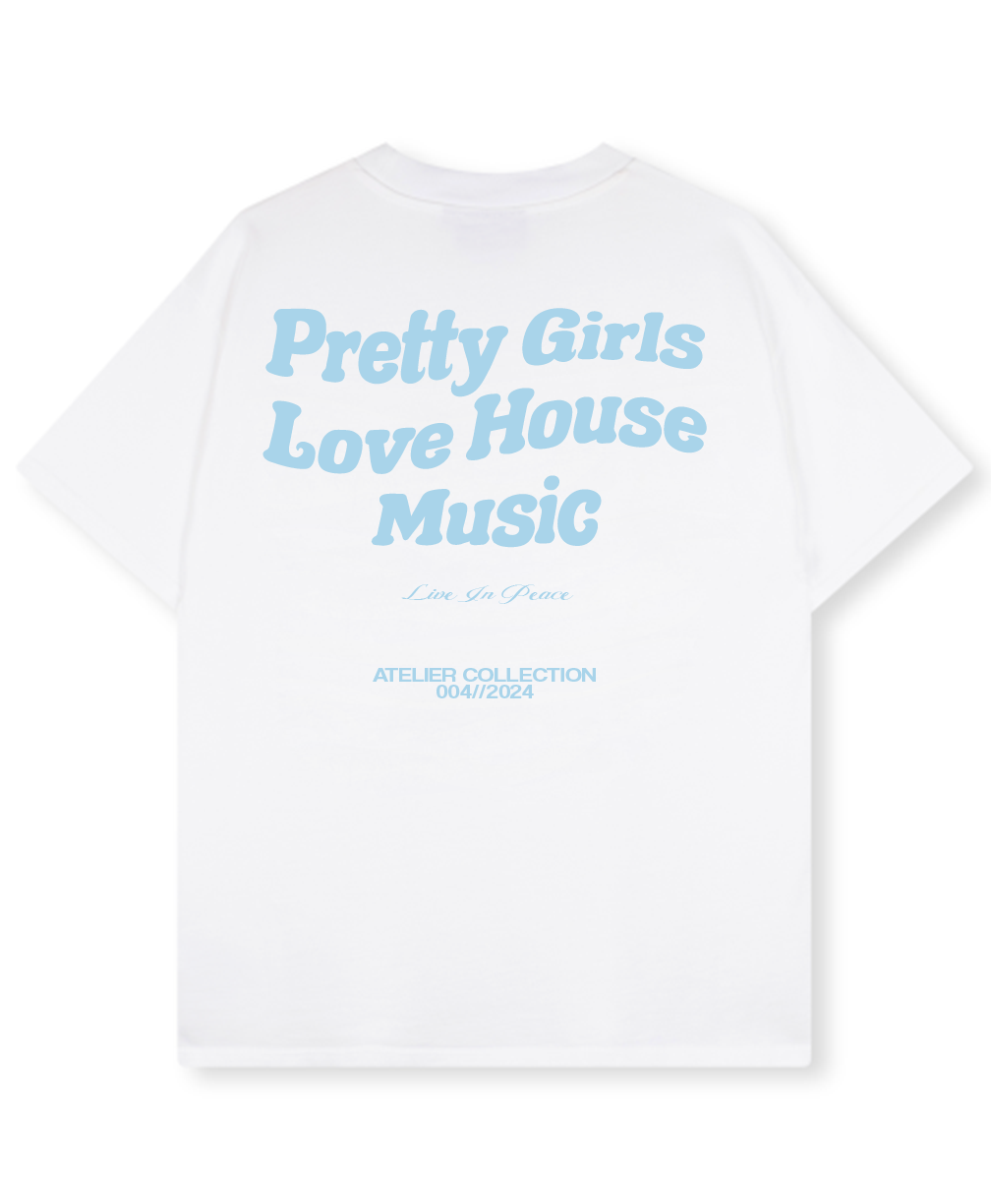 PRETTY GIRLS LOVE HOUSE MUSIC TEE BBY BLUE [WHITE]