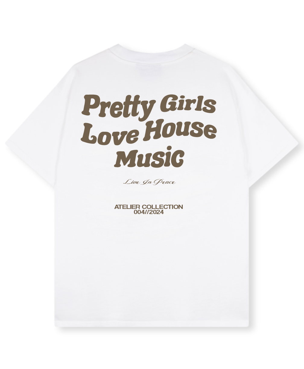 PRETTY GIRLS LOVE HOUSE MUSIC TEE CRÈME [WHITE]