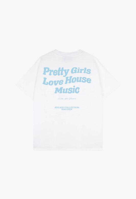 PRETTY GIRLS LOVE HOUSE MUSIC TEE BBY BLUE [WHITE]