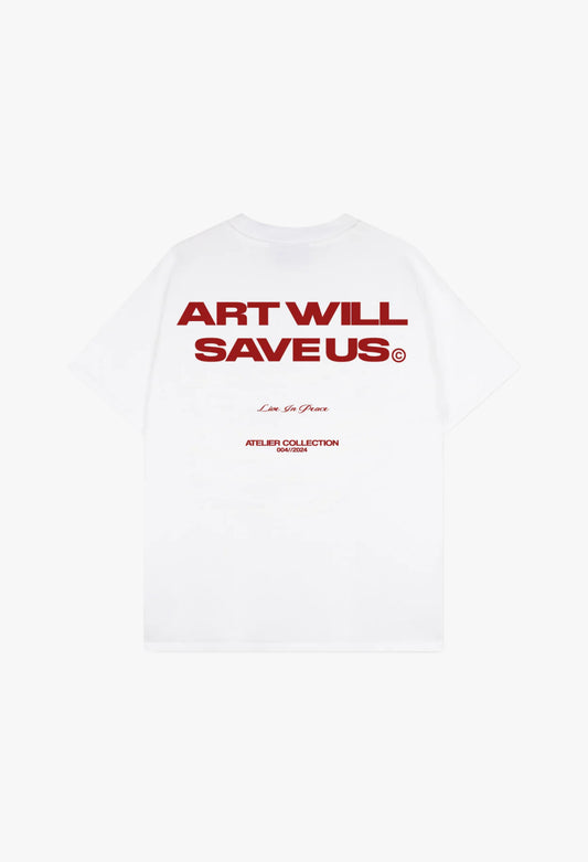 ART WILL SAVE US TEE RED [WHITE]