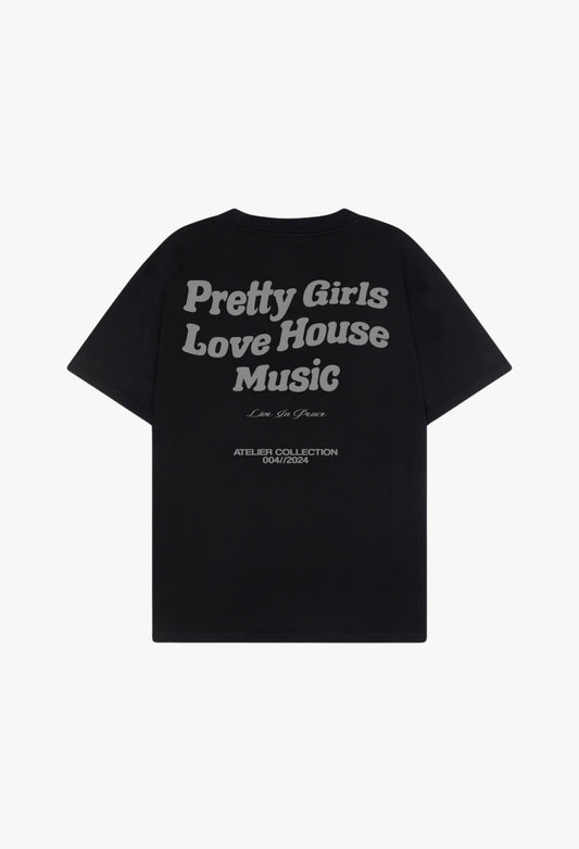 PRETTY GIRLS LOVE HOUSE MUSIC TEE GREY [BLACK]