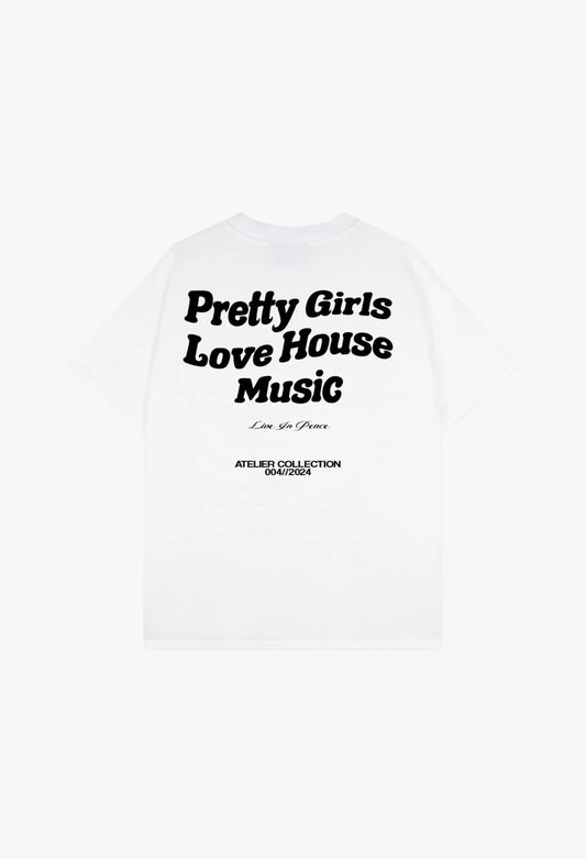 PRETTY GIRLS LOVE HOUSE MUSIC TEE BLACK [WHITE]