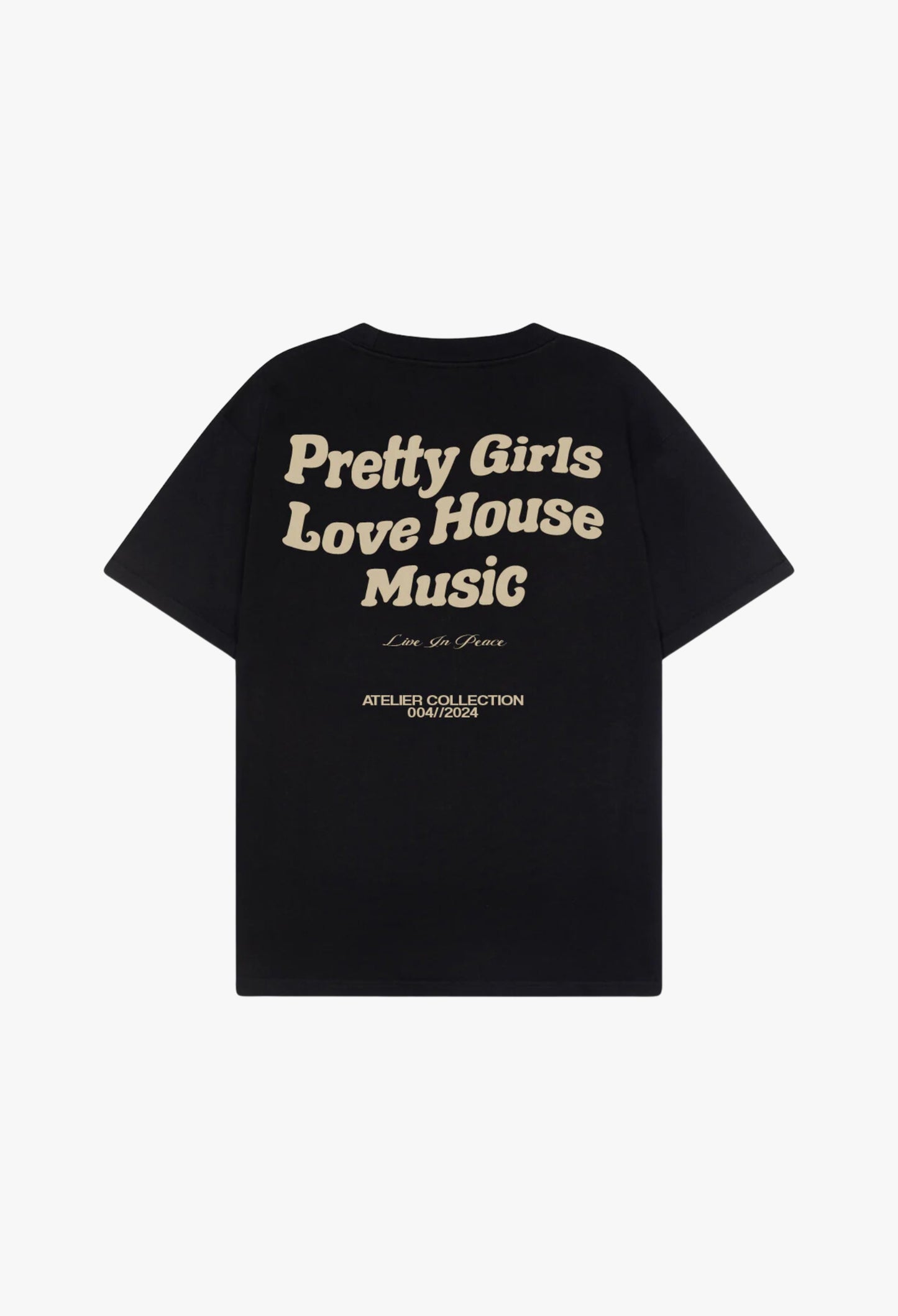 PRETTY GIRLS LOVE HOUSE MUSIC TEE CRÈME [BLACK]