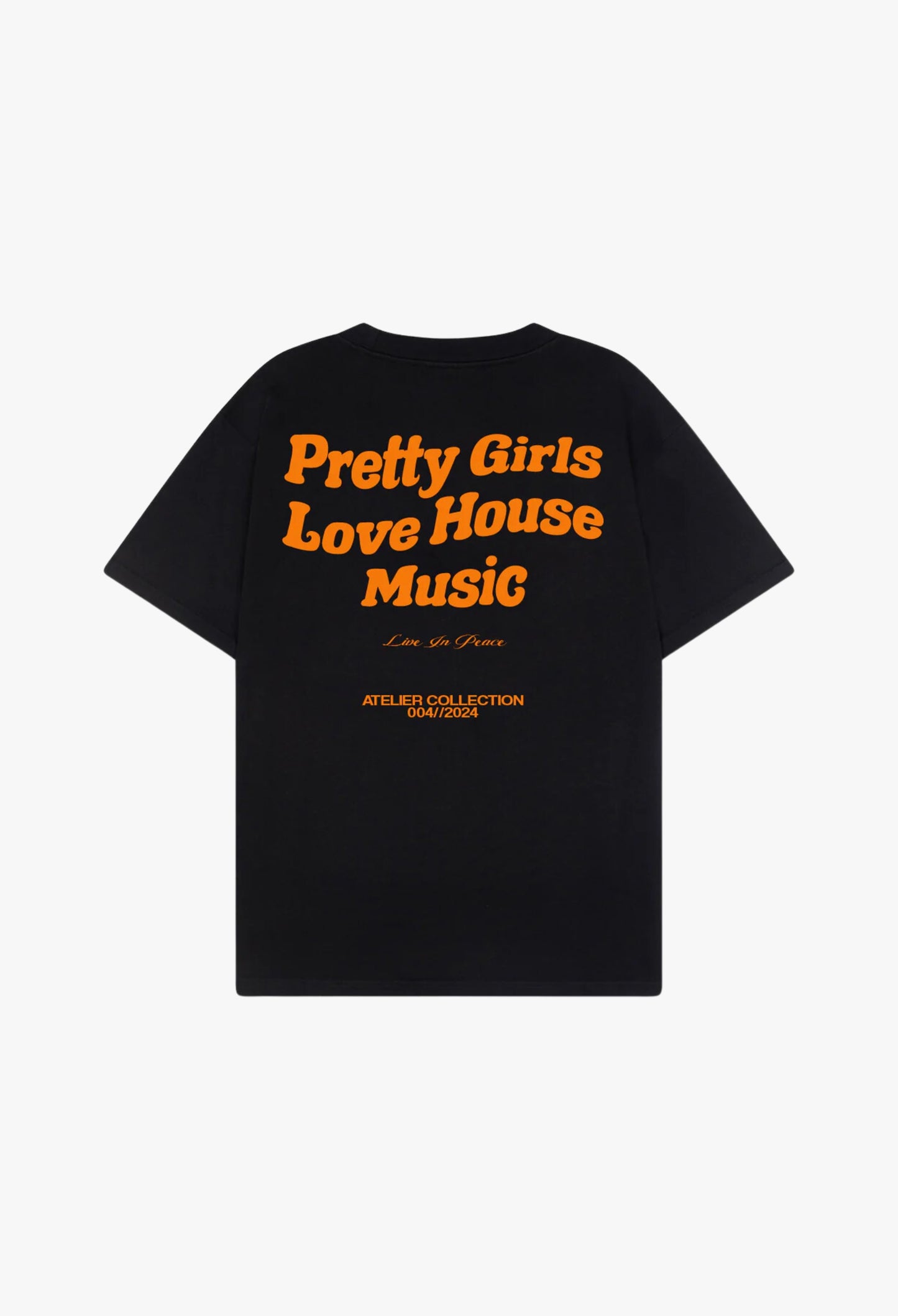 PRETTY GIRLS LOVE HOUSE MUSIC TEE ORANGE [BLACK]