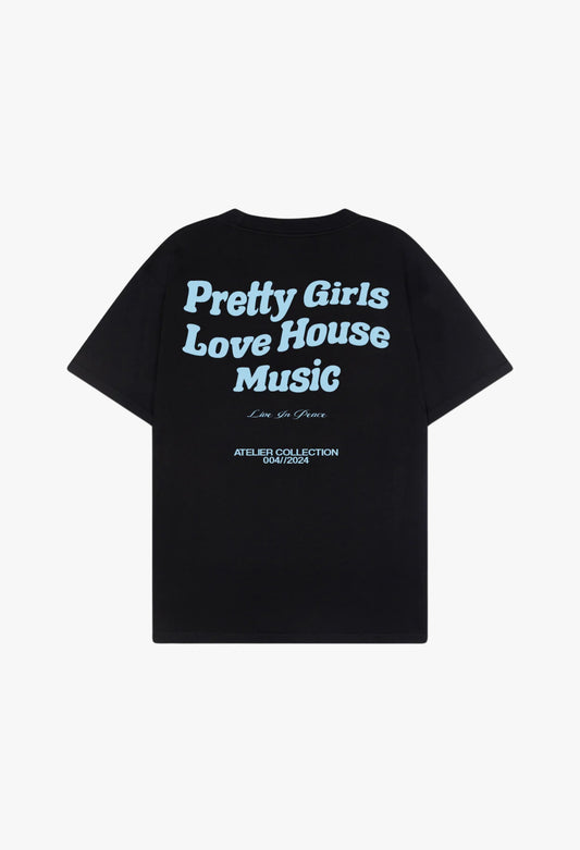 PRETTY GIRLS LOVE HOUSE MUSIC TEE BBY BLUE [BLACK]