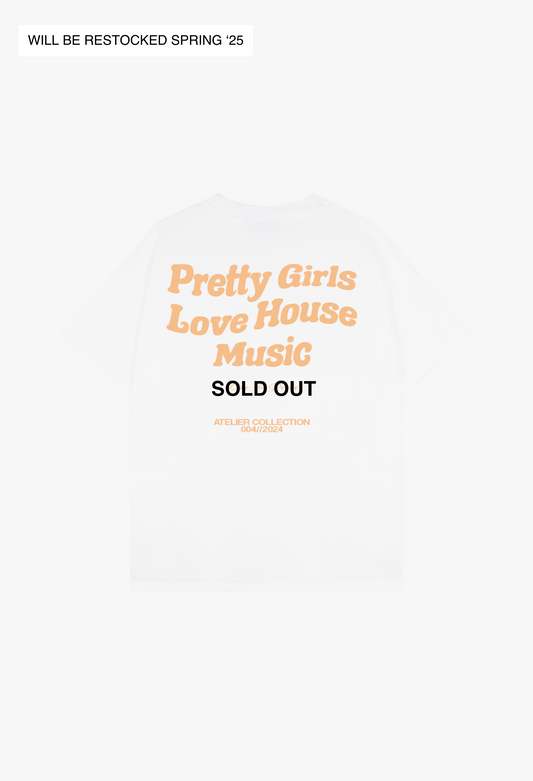 PRETTY GIRLS LOVE HOUSE MUSIC TEE ORANGE [WHITE]